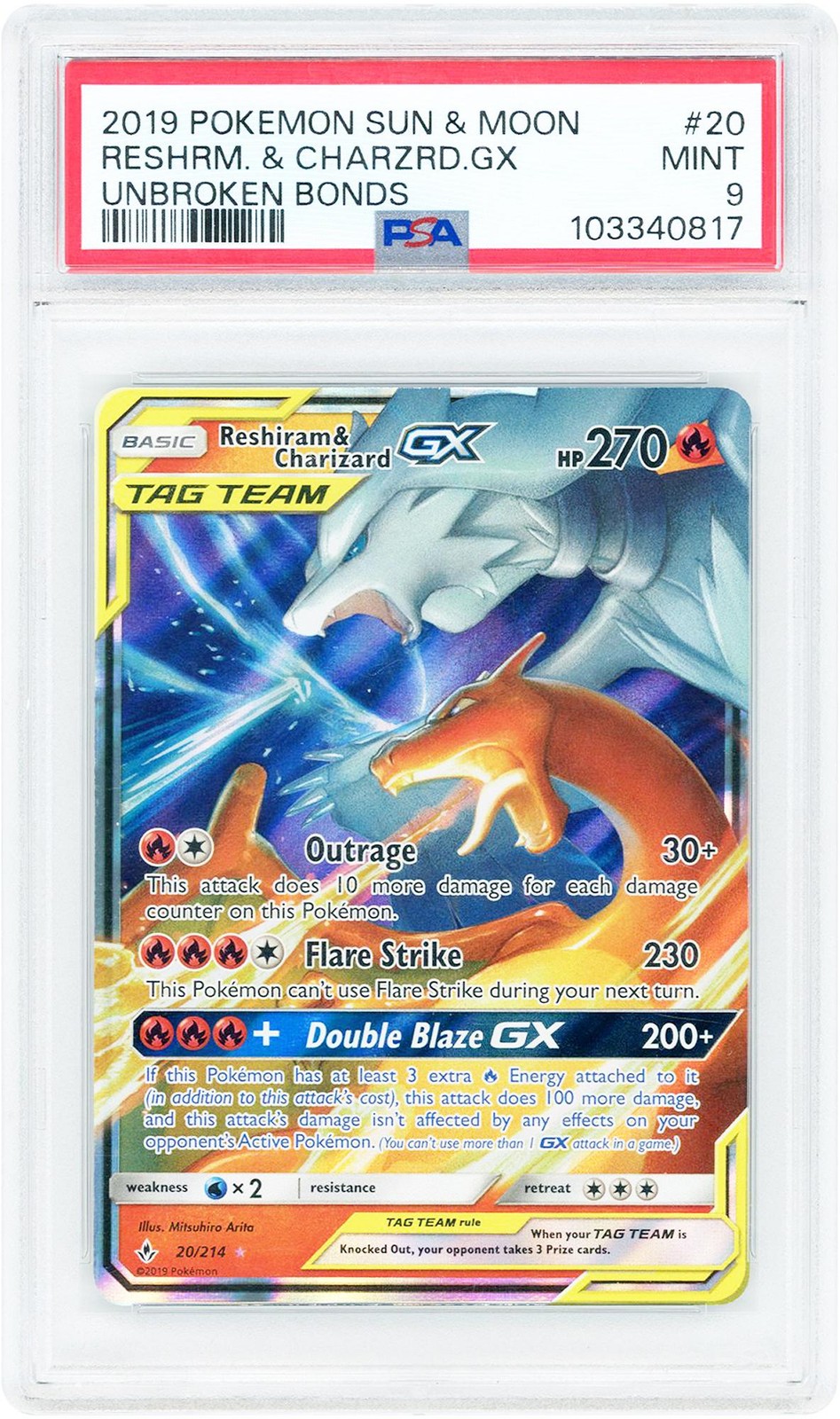 Reshiram & Charizard GX 2019 Pokemon Unbroken Bonds Ultra Rare #20 Item#14653313