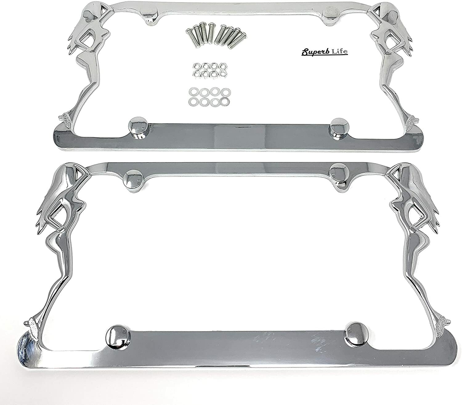 Superb LNF Exotic Sexy Dancers Girl License Plate Frame, Chrome/Clear with Cap Superb LNF Exotic Sexy Dancers Girl License Plate Frame, Chrome/Clear with Cap