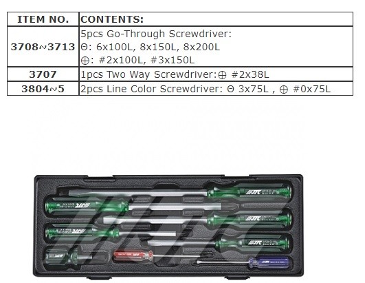 JTC 8 PCS GO-THROUGH SCREWDRIVER SET, JTC TOOLS # K7082