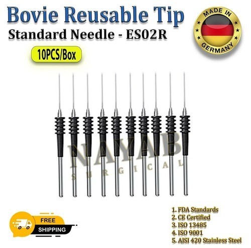 Bovie ES02R Reusable Electrosurgical Standard Needle Tip 3/32″ (2.3 mm), 25/Box Bovie ES02R Reusable Electrosurgical Standard Needle Tip 3/32″ (2.3 mm), 25/Box