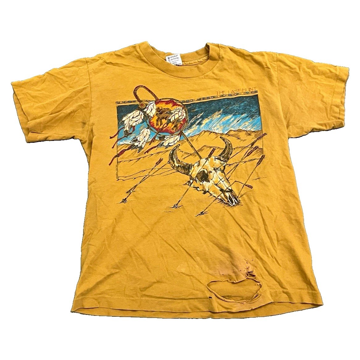 Anvil vtg 90s M Yellow bull skull Graphic Pitkin Colorado Tee distressed Anvil vtg 90s M Yellow bull skull Graphic Pitkin Colorado Tee distressed