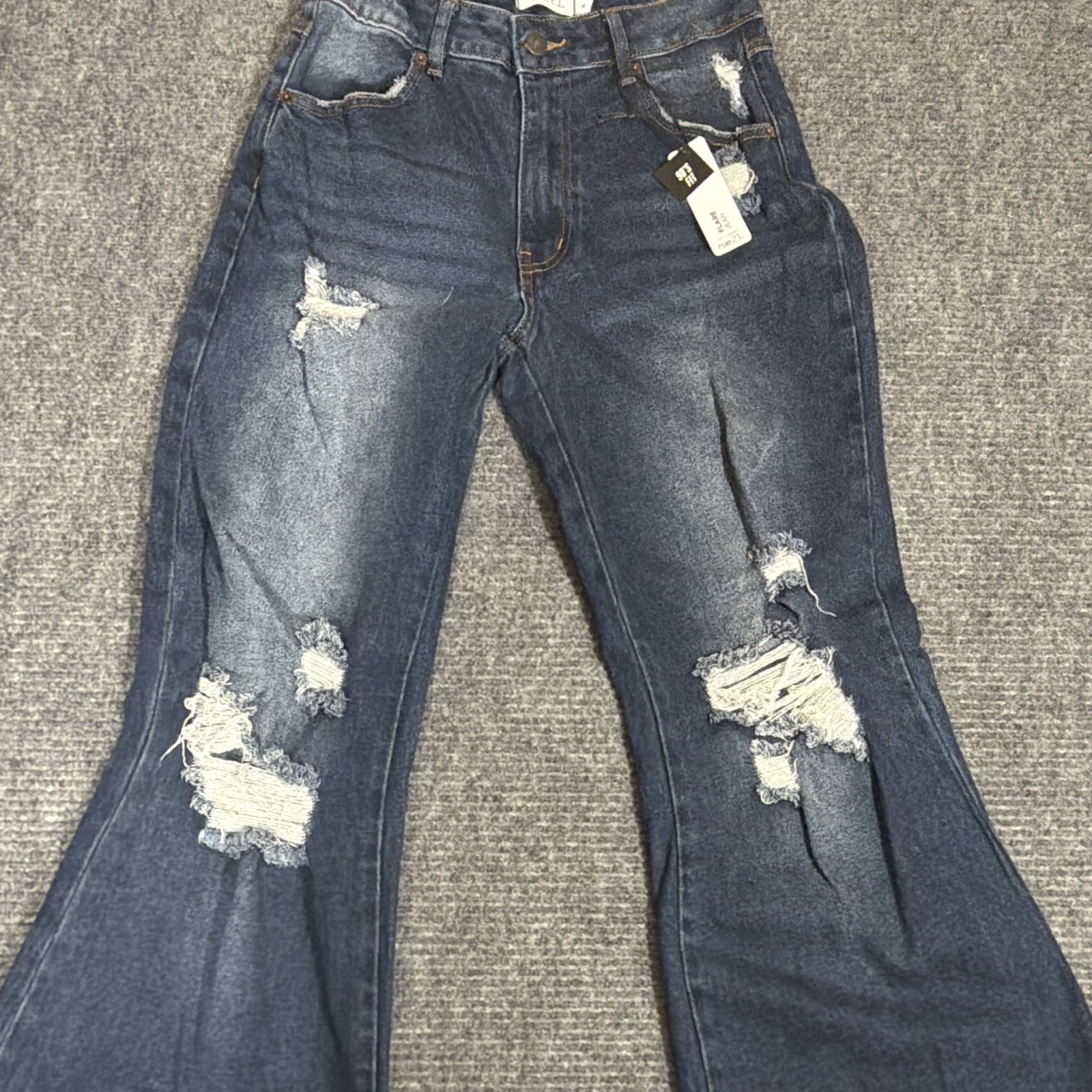 rue21 Women\'s High-Rise Dark Wash Distressed Flare Denim Jeans Size 5  90’s FIT