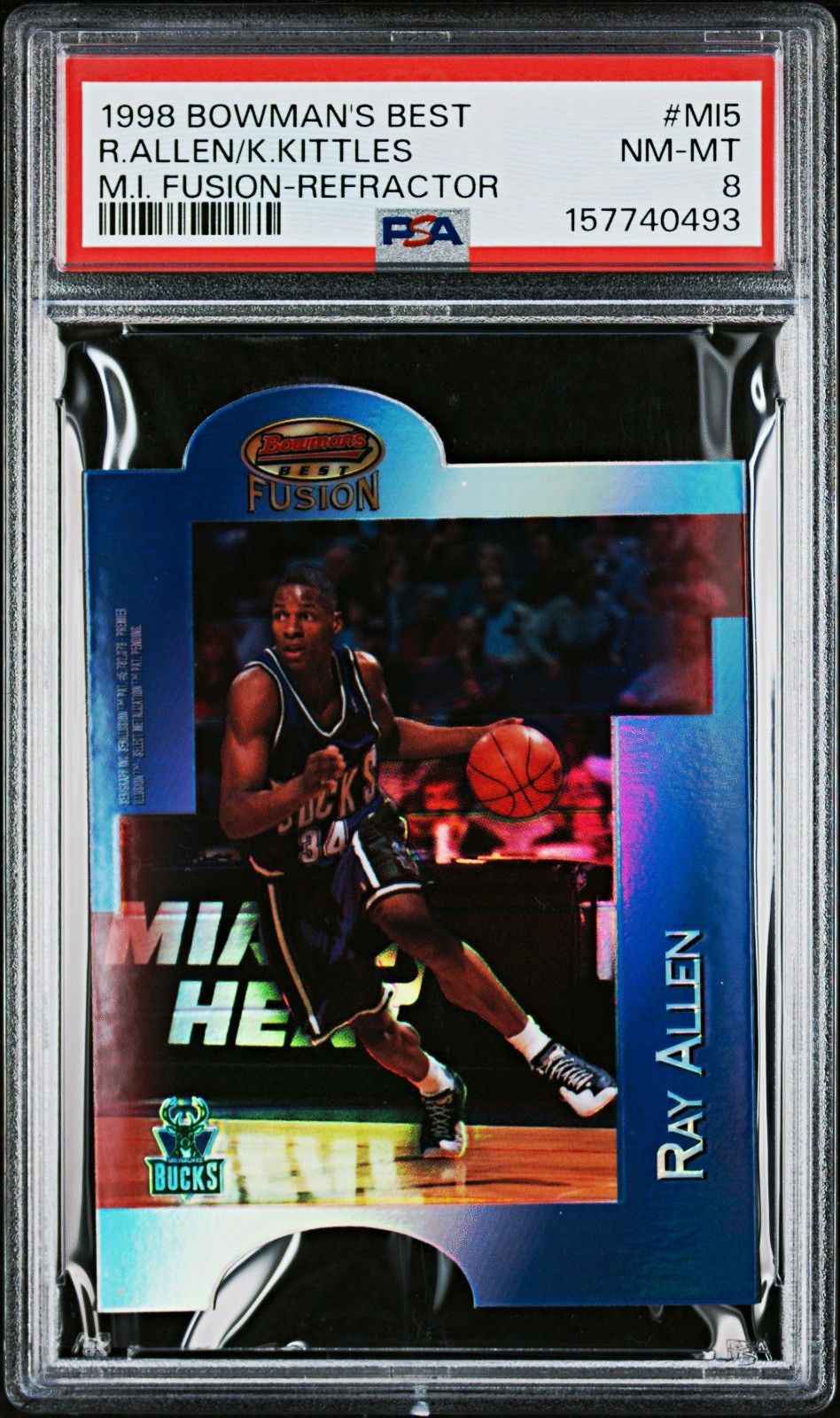 1998 Bowman\'s Best Ray Allen/Kerry Kittles M.I. Fusion-Refractor MI5 PSA 8 /100 1998 Bowman\'s Best Ray Allen/Kerry Kittles M.I. Fusion-Refractor MI5 PSA 8 /100