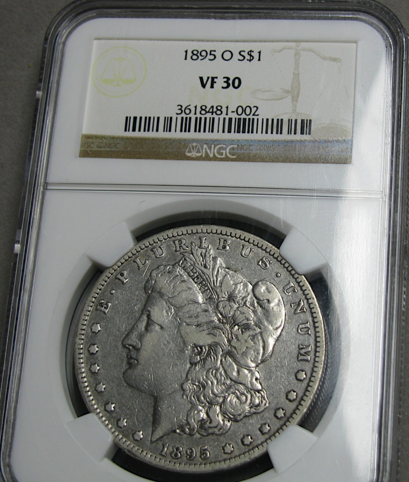 1895-O Morgan Dollar Silver ---- VF-30 NGC Graded -- #006D 1895-O Morgan Dollar Silver ---- VF-30 NGC Graded -- #006D