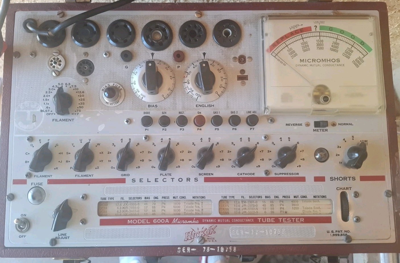 Hickok 600A Tube Tester AsIs For Parts/Repair Only/carrying Case/UNTESTED Hickok 600A Tube Tester AsIs For Parts/Repair Only/carrying Case/UNTESTED