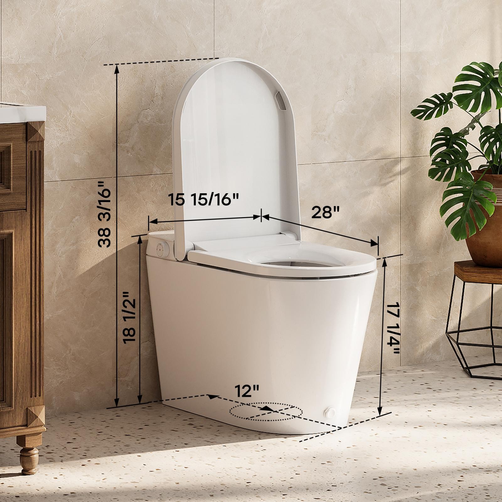 HOROW N30 Non-Electric Elongated Smart Toilet with Bidet, ADA Height, Auto Flush