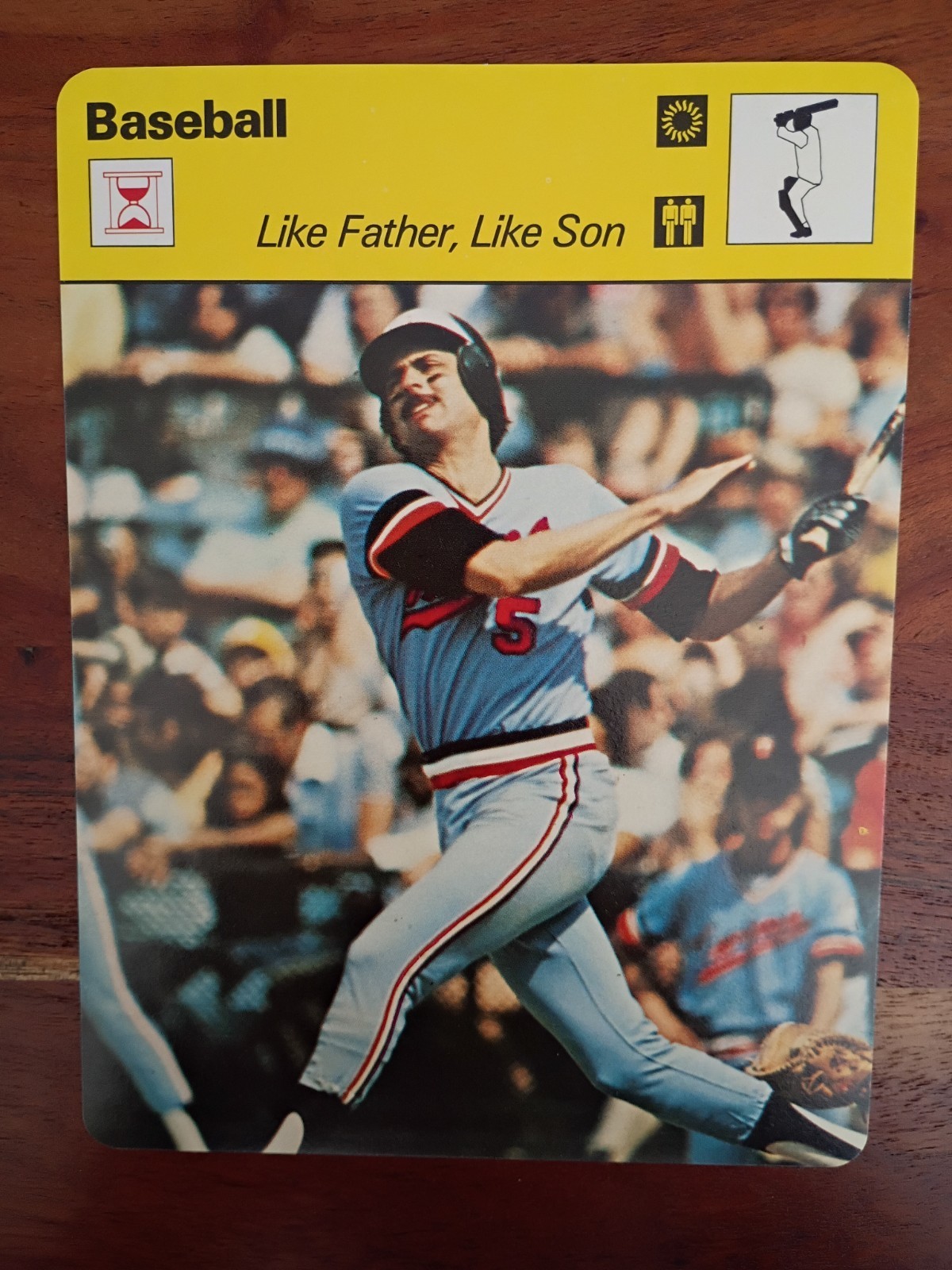 1977-79 Sportscaster Like Father Like Son Roy Smalley 85-04 High # Geneva A back