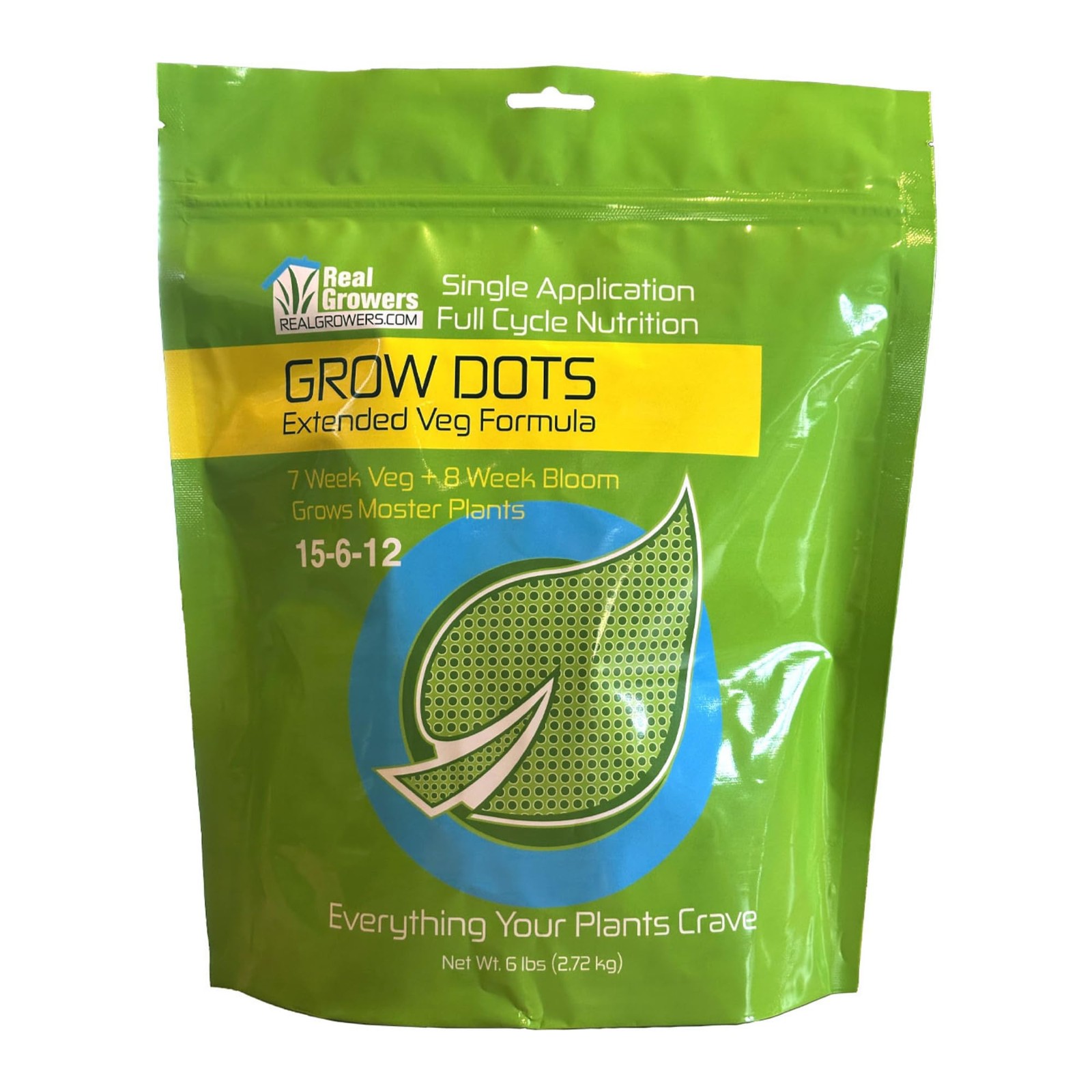 Real Growers Grow Dots Extended Veg Plant Food, Single-Application, 6 lb