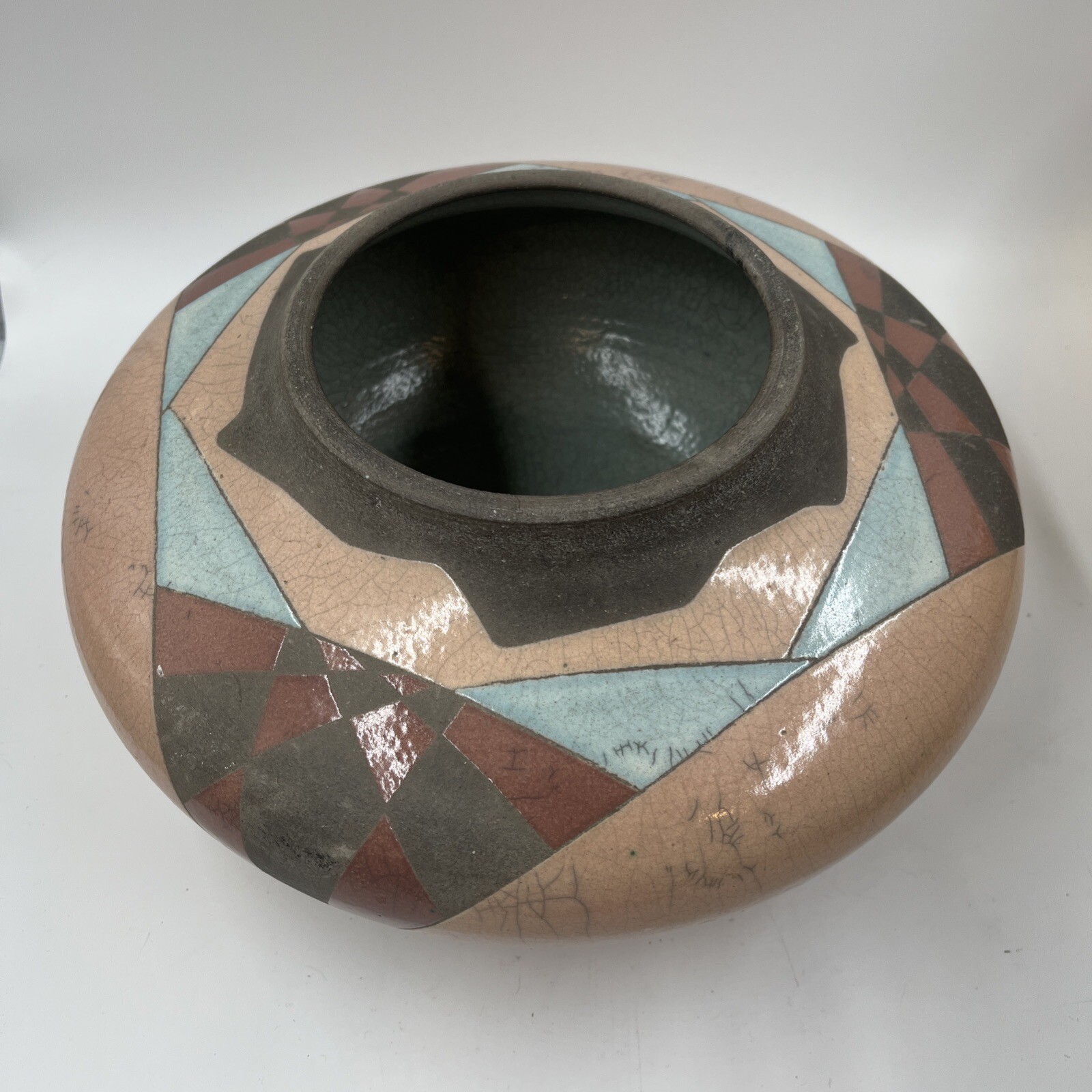 Vintage Horse Hair Native American Pottery Bowl Natural Terracotta Signed Vintage Horse Hair Native American Pottery Bowl Natural Terracotta Signed