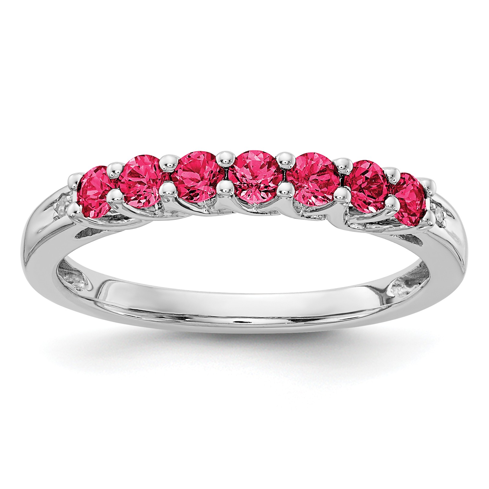 Diamond CR Ruby Ring 10k White Gold