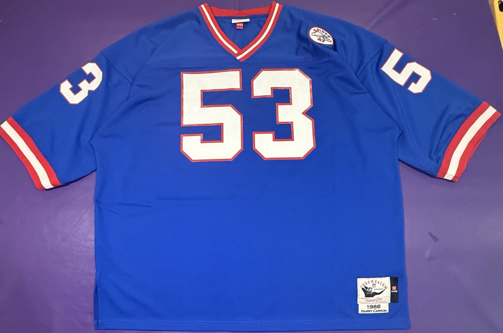 Authentic 1986 Harry Carson #53 New York Giants Mitchell & Ness SPIDER Jersey 60