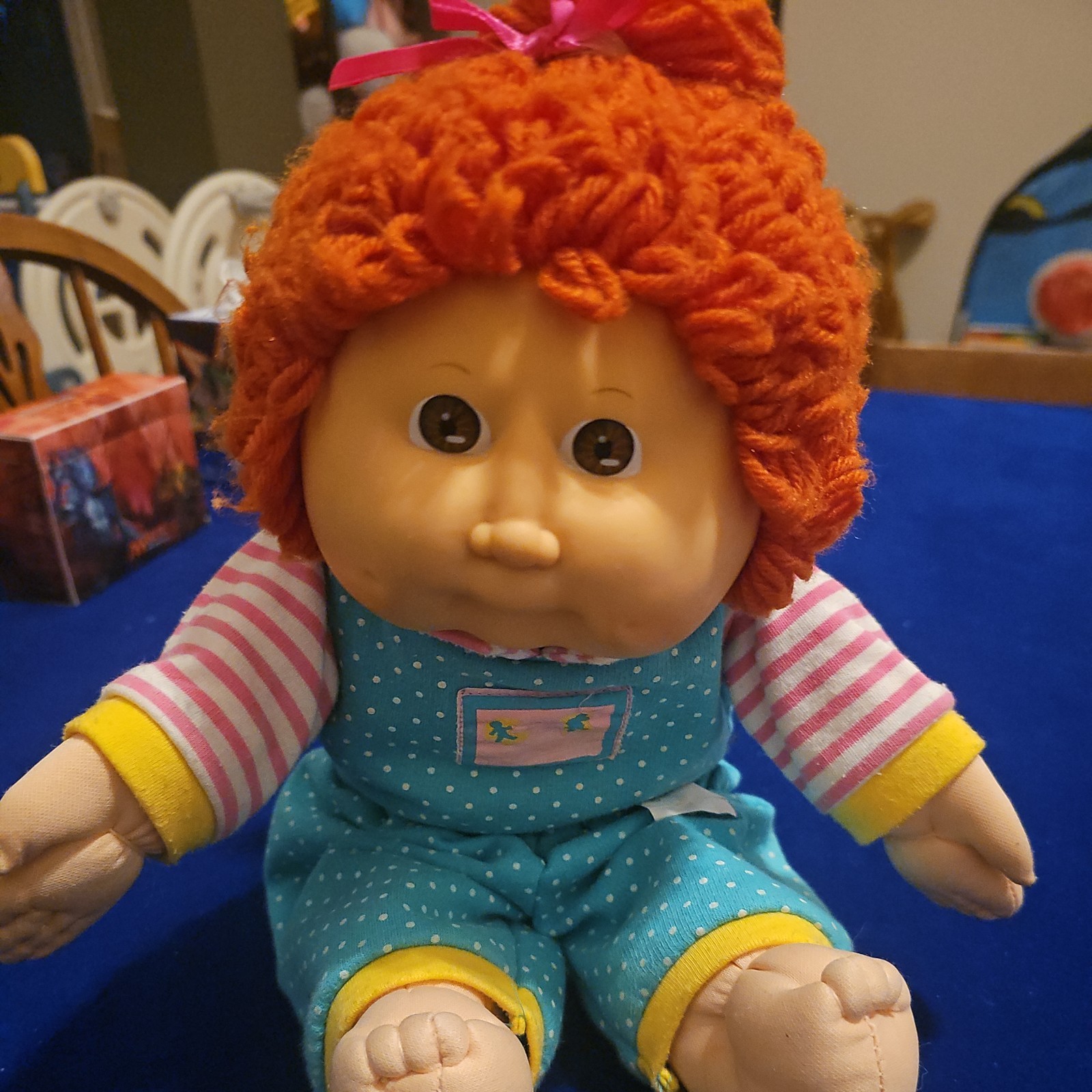 Vintage 1989 Cabbage Patch Kids Head Mold 3 Red hair/Brown Eyes Pink Signature
