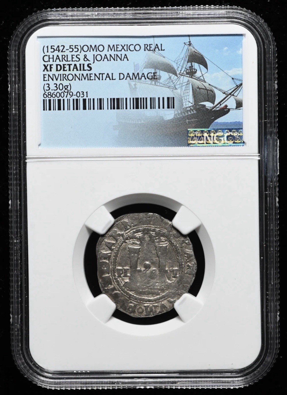 COLONIAL SPAIN, Mexico. Carlos & Joanna, 1542-1555 AD, Silver Real Coin, NGC XF COLONIAL SPAIN, Mexico. Carlos & Joanna, 1542-1555 AD, Silver Real Coin, NGC XF