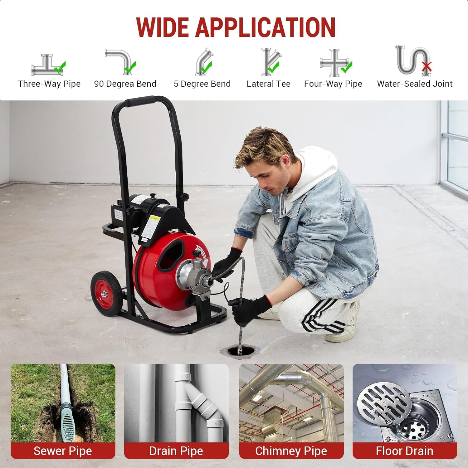 GRAVEE Drain Cleaner Machine Electric 75ft x 3/8