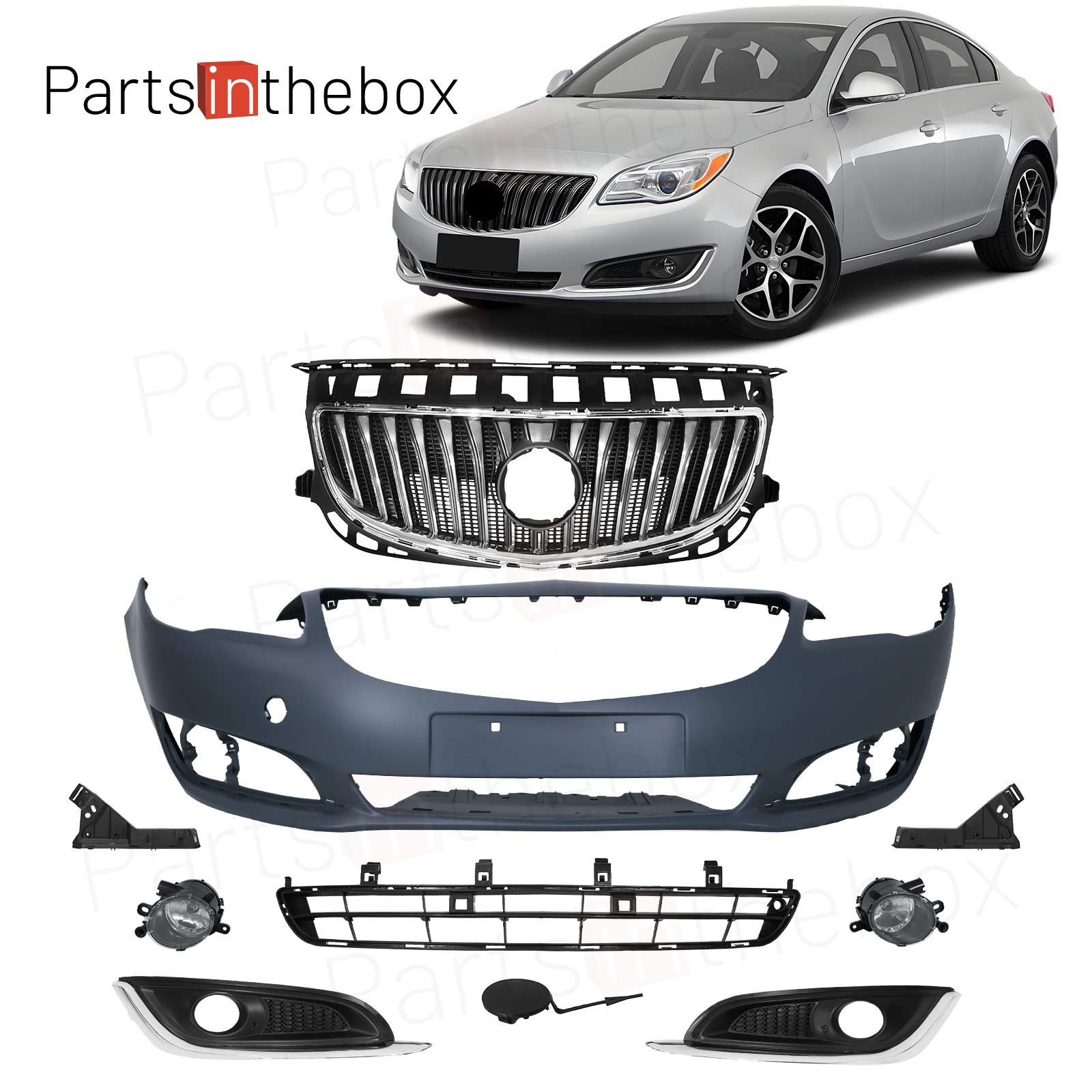 Complete Front Bumper Cover w/ Fog Light For 2014 2015 2016 2017 Buick Regal