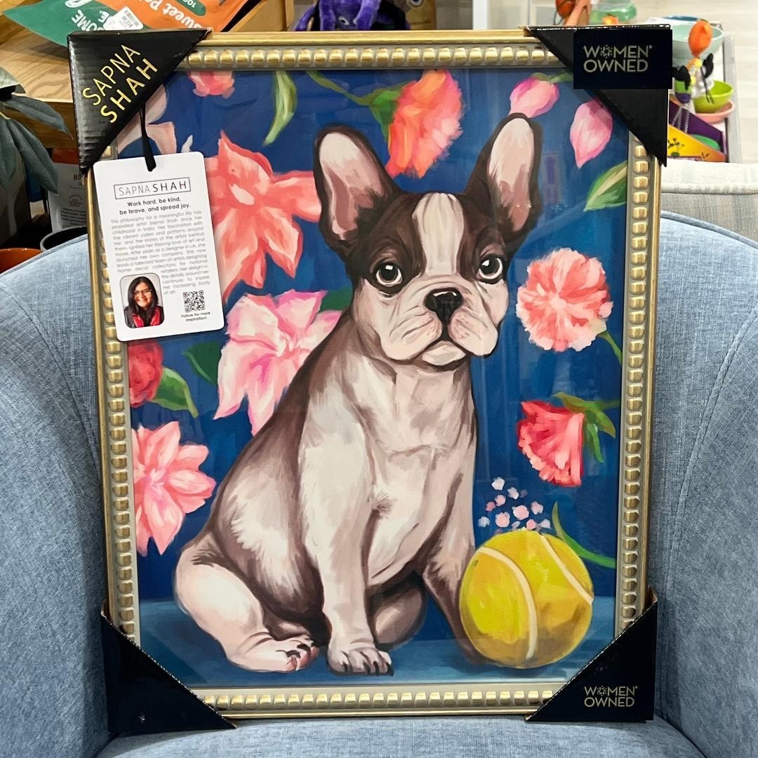 Sapna Shah 24x21 FRENCHIE LOVE Framed Print Art Women Owned NWT