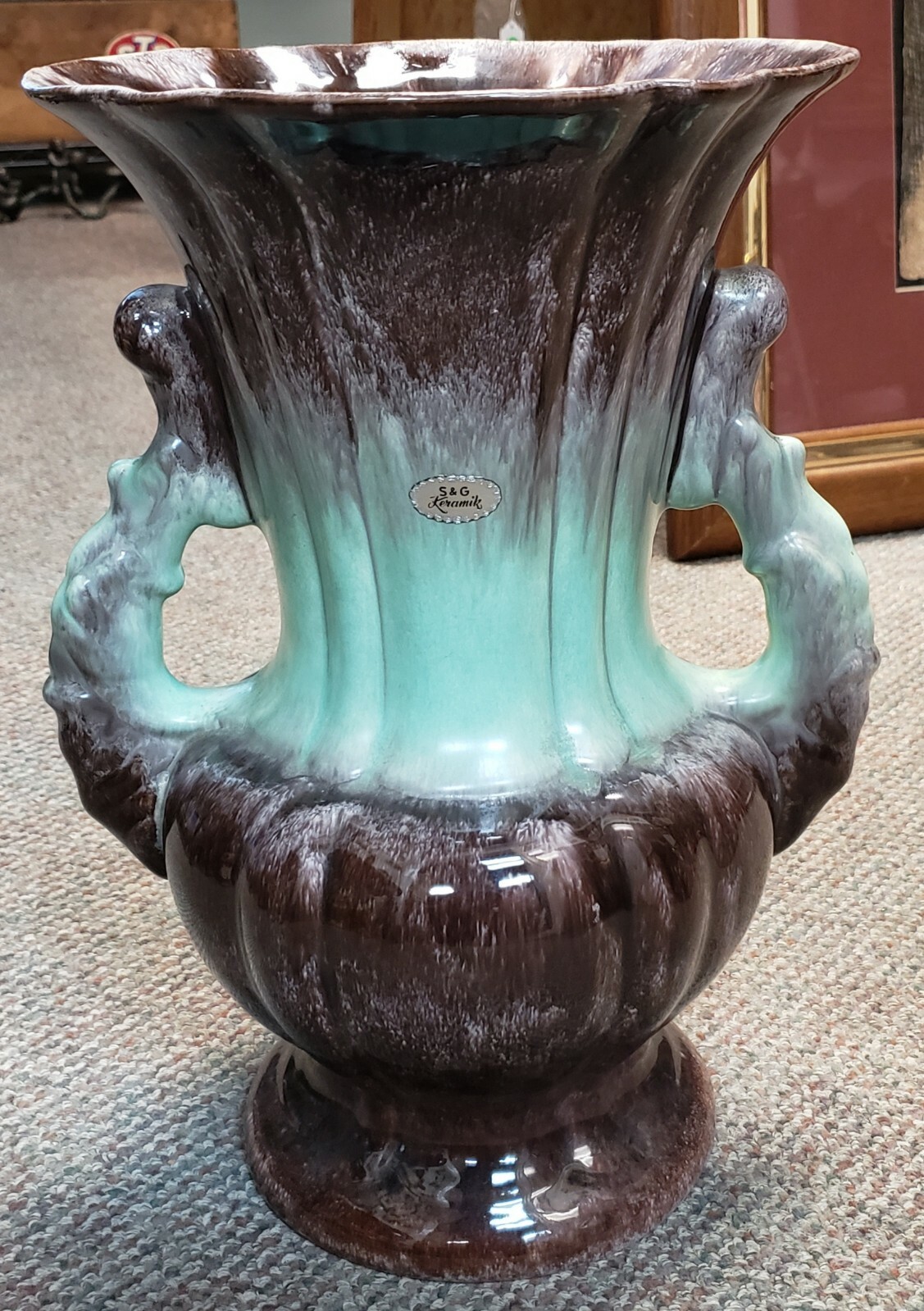 1948-1950 German Scheurich & Greulich Keramik Fat Lava Double Handled Vase
