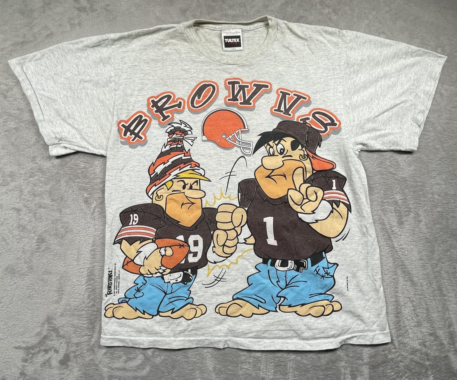 Vintage Cleveland Browns Shirt Mens Large NFL Football Tultex Flintstones 90s