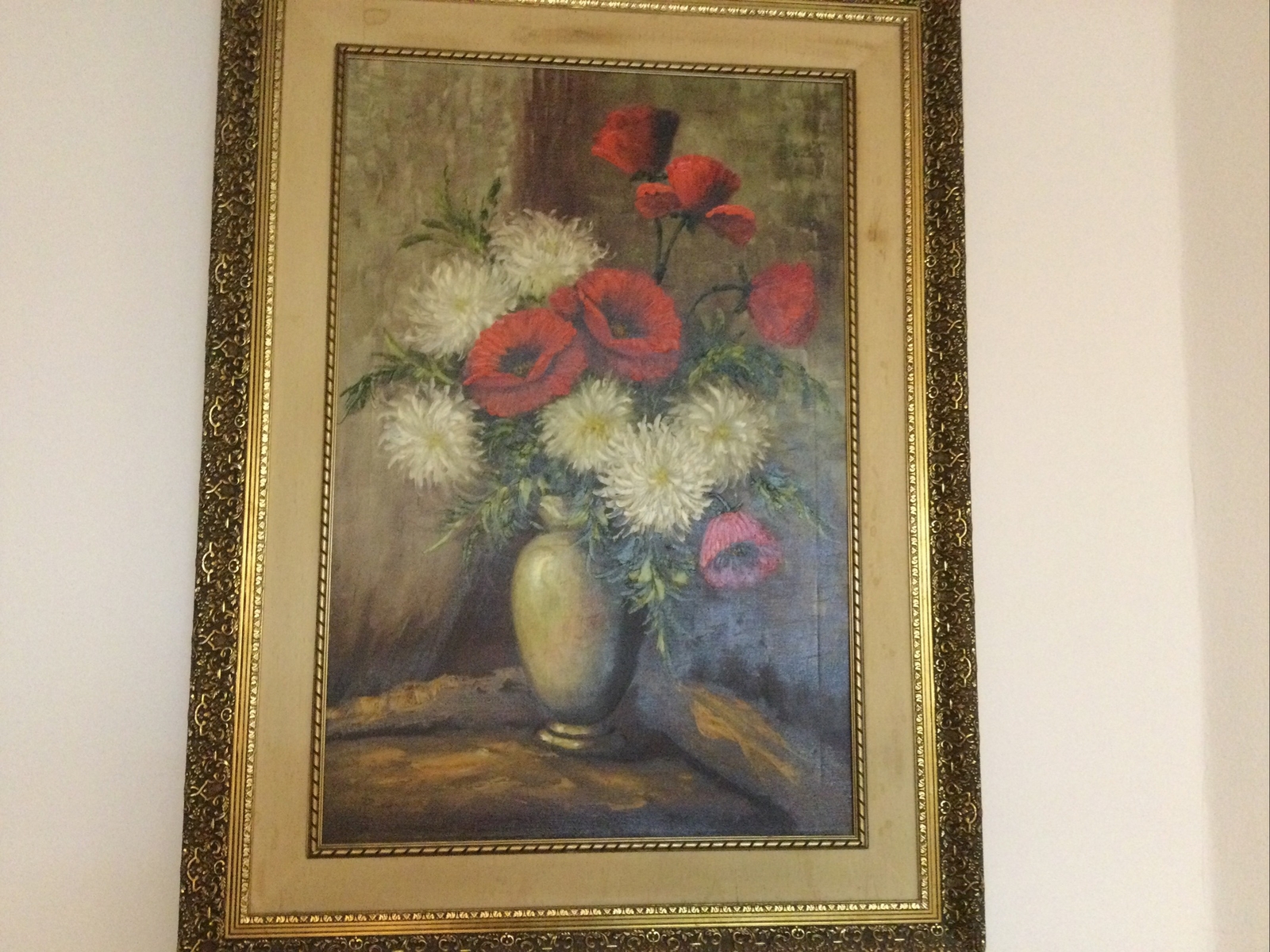 oil painting Of chrisonthem and Poppy’s Sid flowers in a wase 36/24,5”by Roy’s oil painting Of chrisonthem and Poppy’s Sid flowers in a wase 36/24,5”by Roy’s