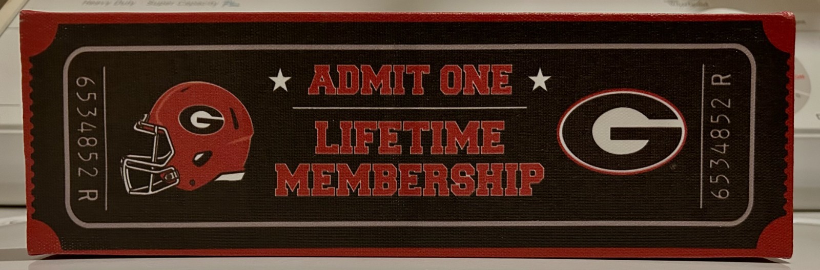 UGA University Georgia Bulldogs Admit One Lifetime Membership Ticket Wall Art