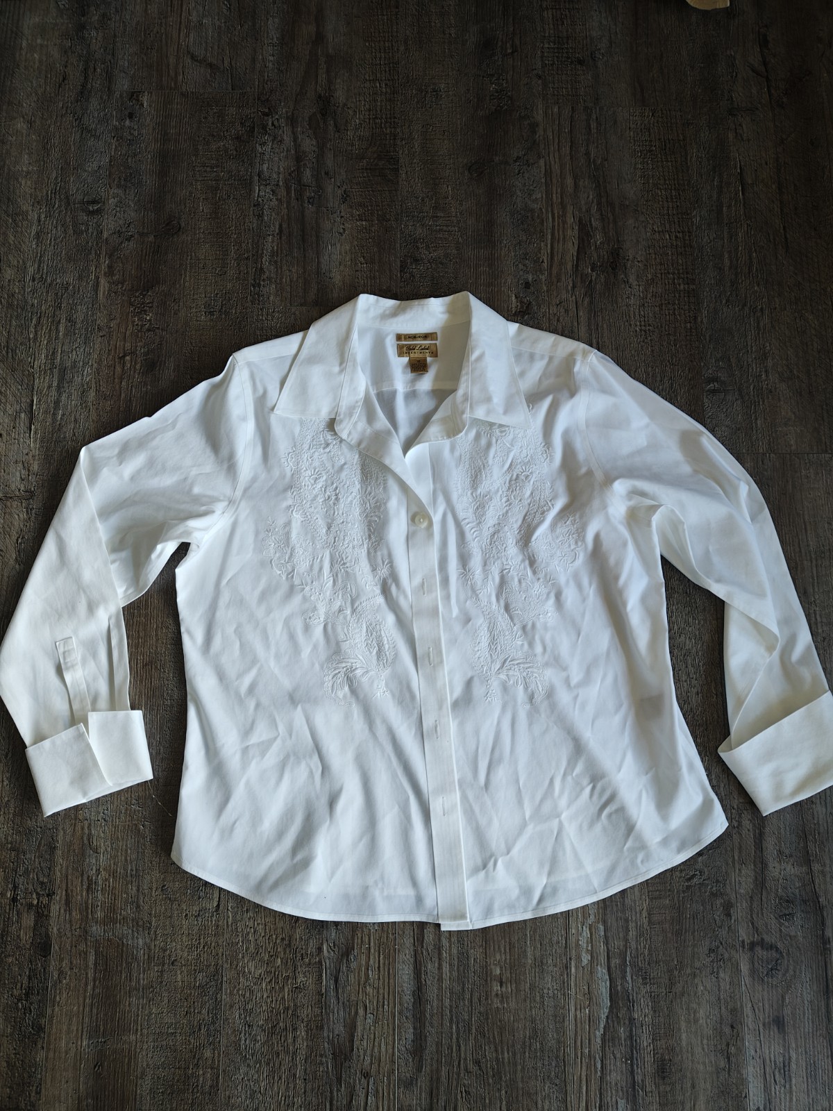 Gold Label Investments Women\'s Non-Iron Button-Up Shirt 18W 100% Cotton Blouse