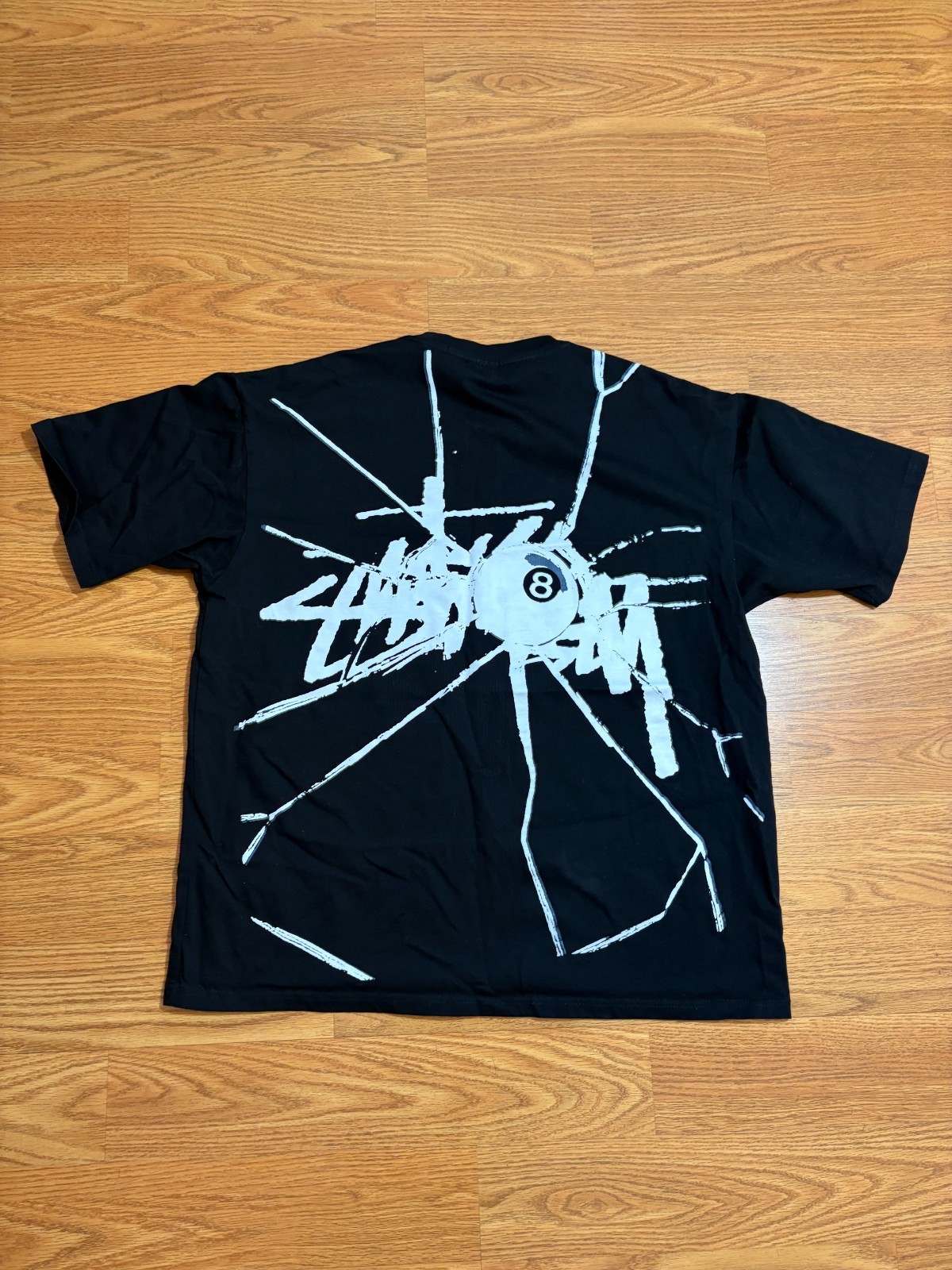 Stussy Shattered Eight 8 Ball Black T Shirt Mens Size Large New Tee Slim Fit