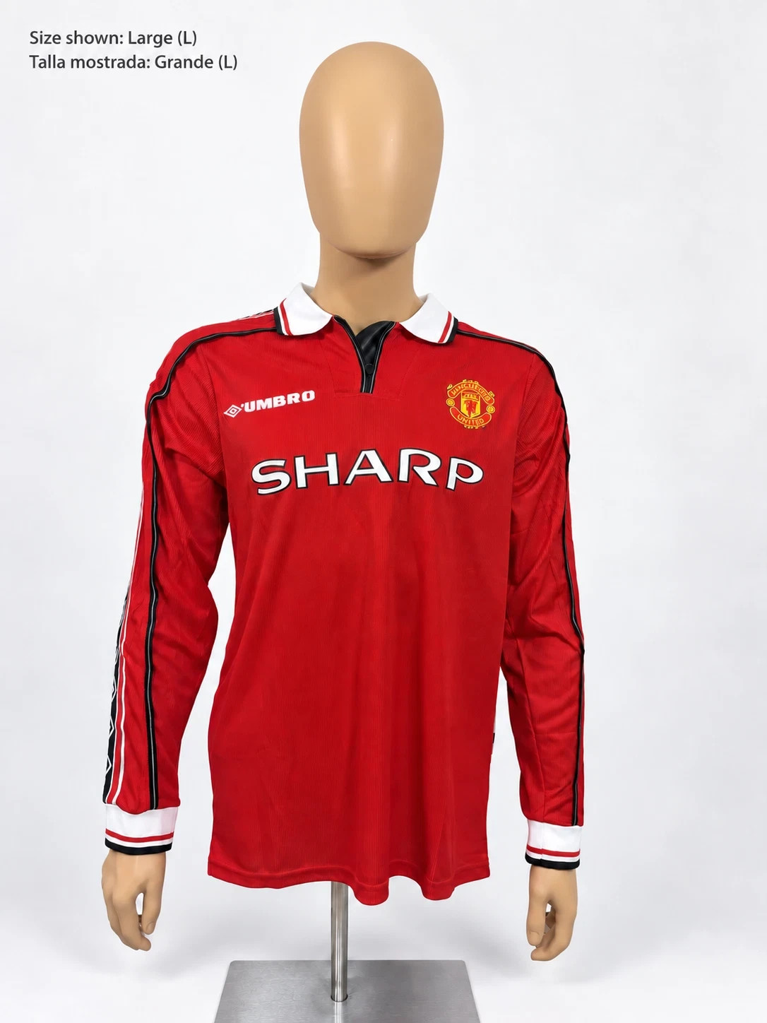 Manchester United 1999-00 Home Soccer Long Sleeve Jersey BECKHAM #7 Umbro