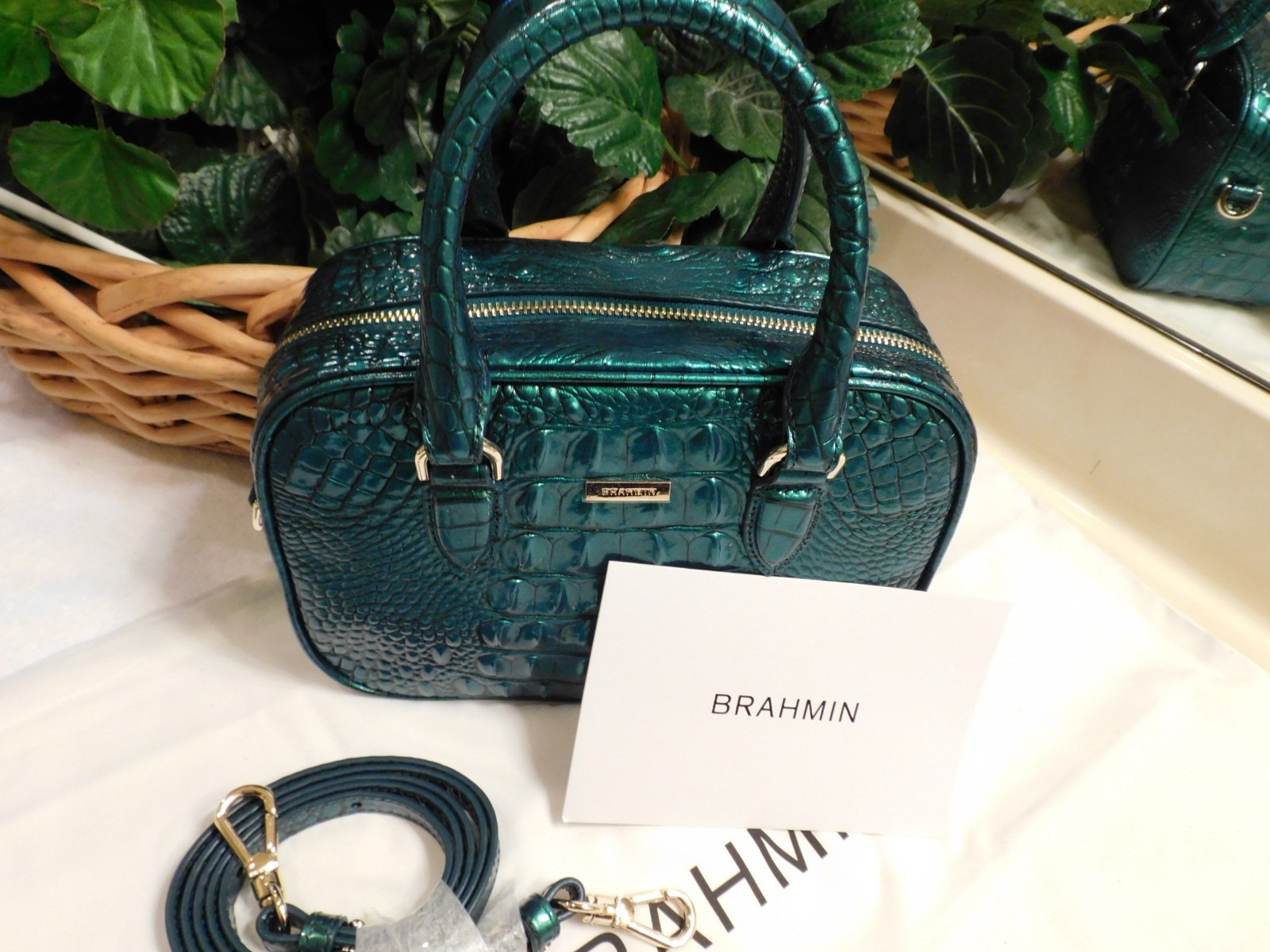NWT BRAHMIN MARA SATCHEL IN MYSTIC GREEN 0002 151 01424 $285*FREE SHIPPING
