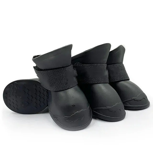4pcs Waterproof Dog Shoes Anti-Slip Rain Snow Boots Booties for Small Medium Dog