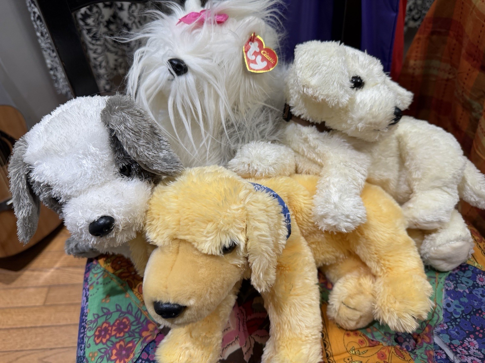 Ty TySilk Plush Dog Beanie Lot 2002 2003 Rebel Tidbit Foofie Herder Ty TySilk Plush Dog Beanie Lot 2002 2003 Rebel Tidbit Foofie Herder