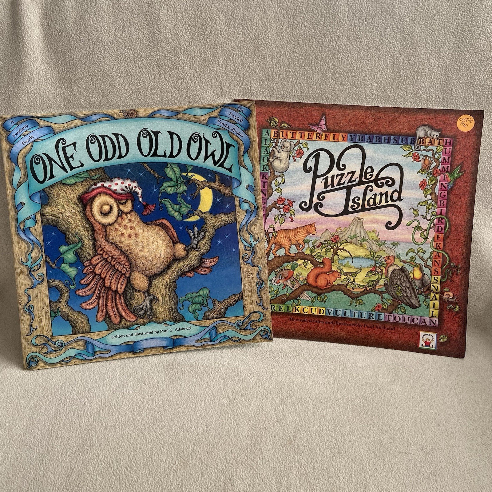 Vintage Discovery Toys Book Set Puzzle Island One Odd Owl Paul Adshead Education