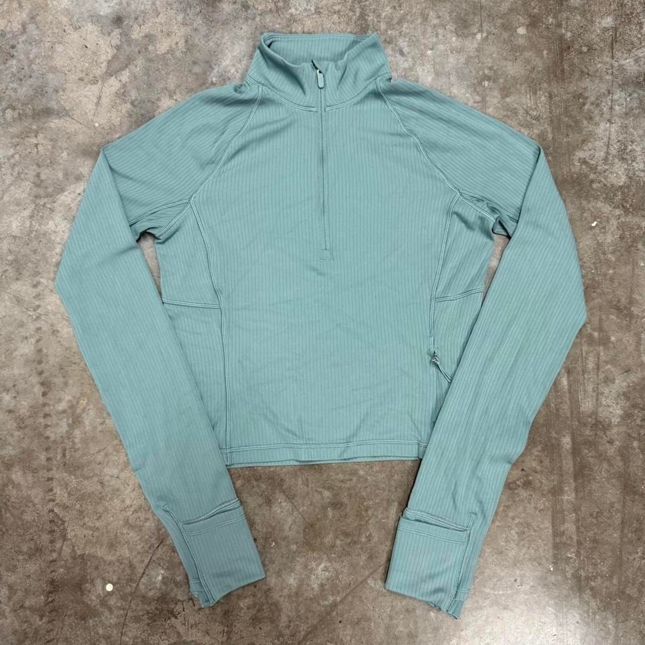 Lululemon Its Rulu Ribbed Cropped Half Zip Crater Blue Size S Activewear Top Lululemon Its Rulu Ribbed Cropped Half Zip Crater Blue Size S Activewear Top