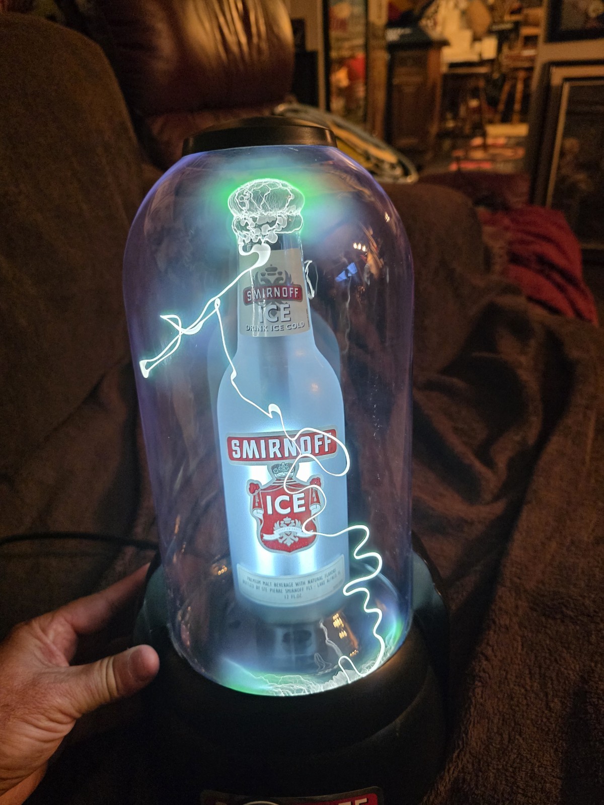SMIRNOFF ICE lightning SIGN PLASMA BOTTLE LIGHT UP LAMP BAR DISPLAY beer pub 14\