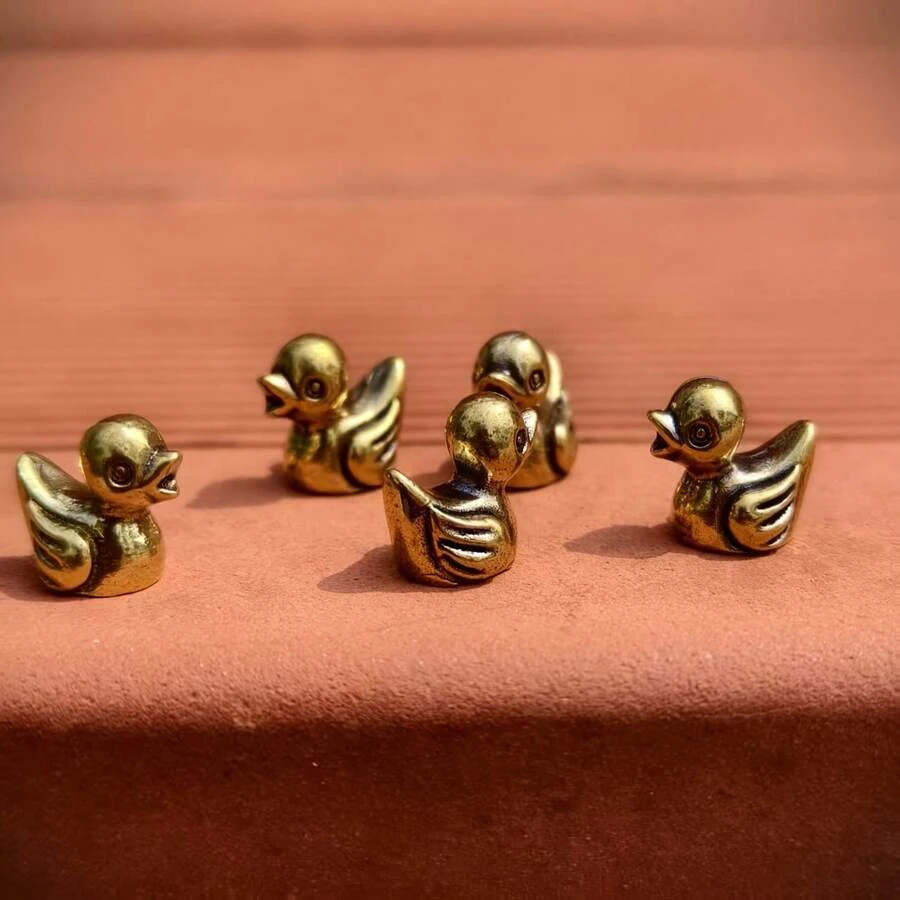 5PC Solid Brass Mini Duck Figurines Handmade Collectible Desk Decor Gift 5PC Solid Brass Mini Duck Figurines Handmade Collectible Desk Decor Gift