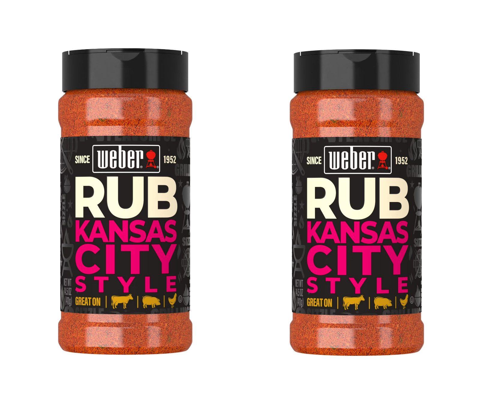 (2 pack) Weber Kansas City Sweet Tangy BBQ Dry Rub Seasoning, 14.5 oz