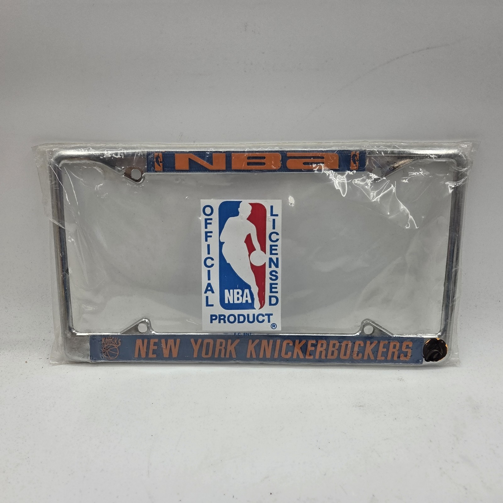 Vtg NBA New York Knickerbockers Basketball Team Metal Chrome Tag License Plate 