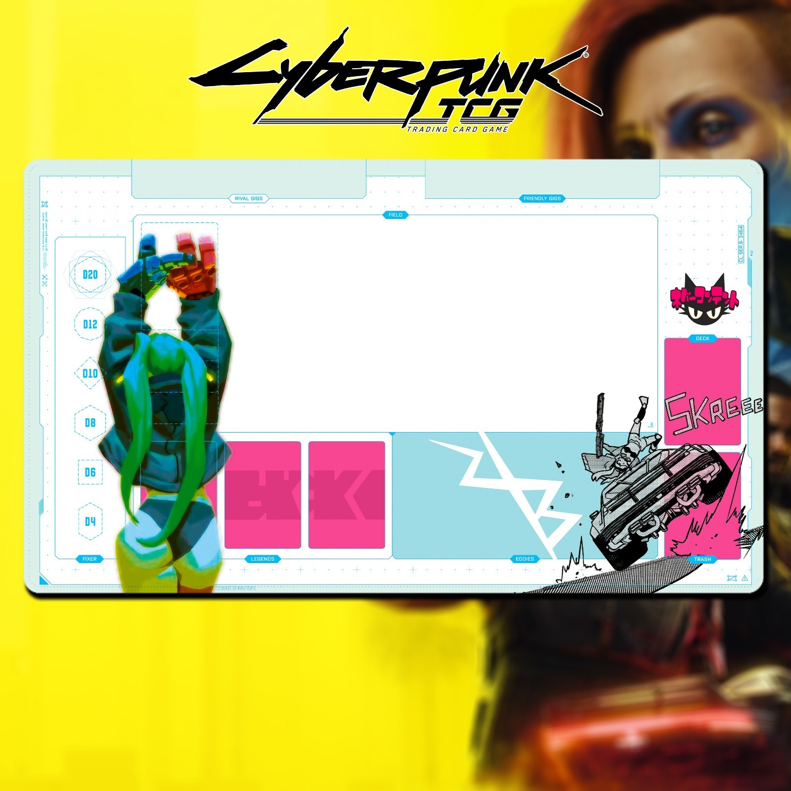 Playmat Cyberpunk TCG - Rebecca v3 - 24''x14'' 600x350x2mm Bag Included