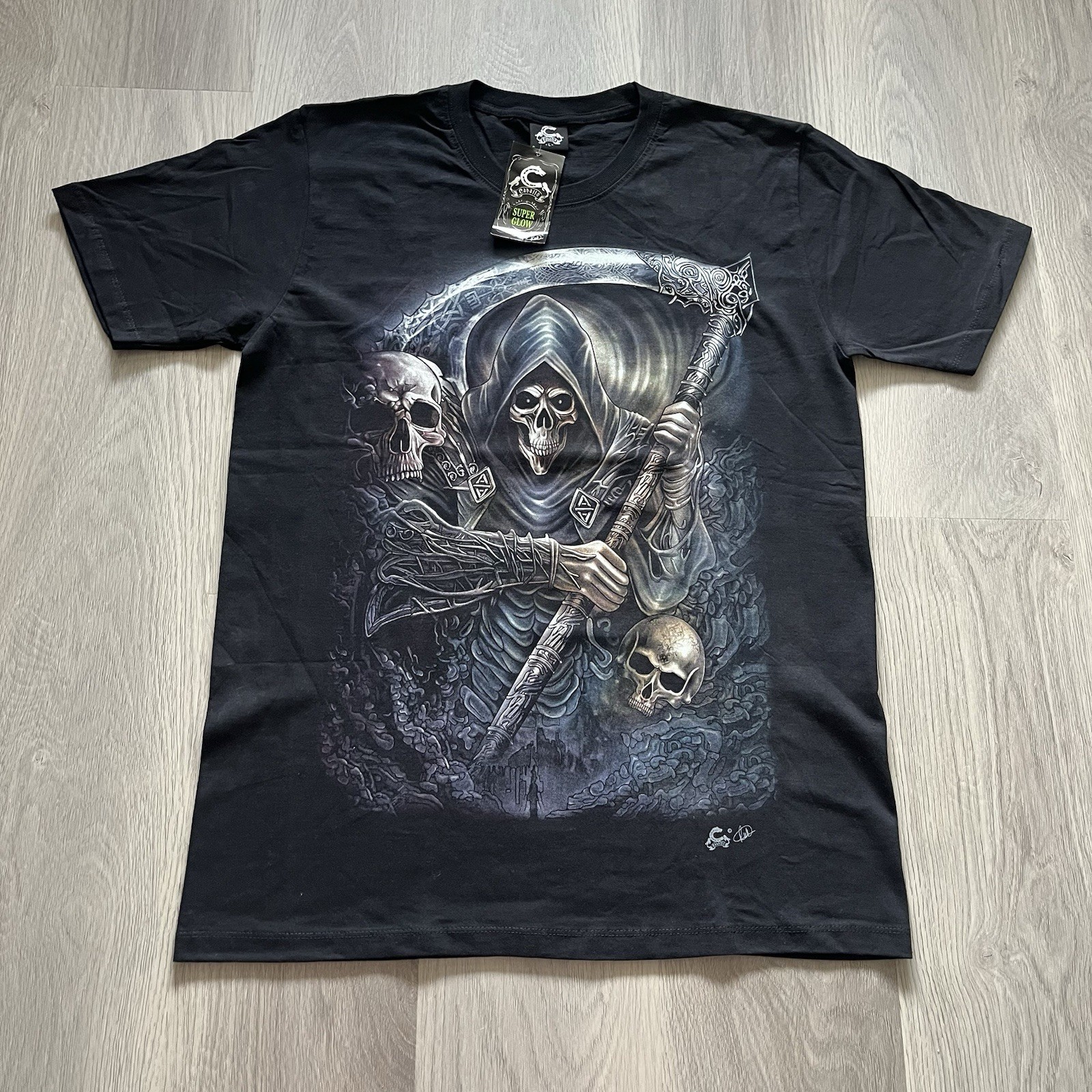 Vintage 2000s Y2K Black Grim Reaper Graphic T-Shirt Size L Mens Grunge Skater Vintage 2000s Y2K Black Grim Reaper Graphic T-Shirt Size L Mens Grunge Skater