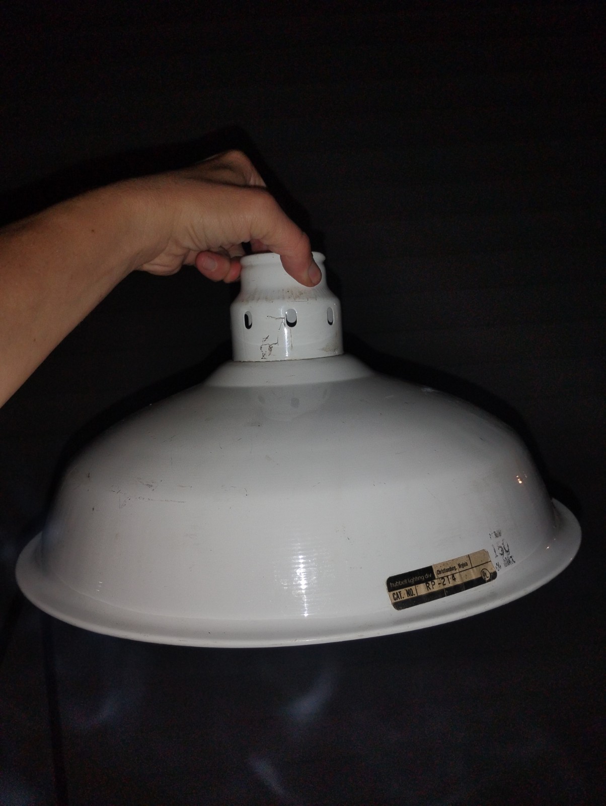 White Hubbell Industrial Lamp Light Vintage