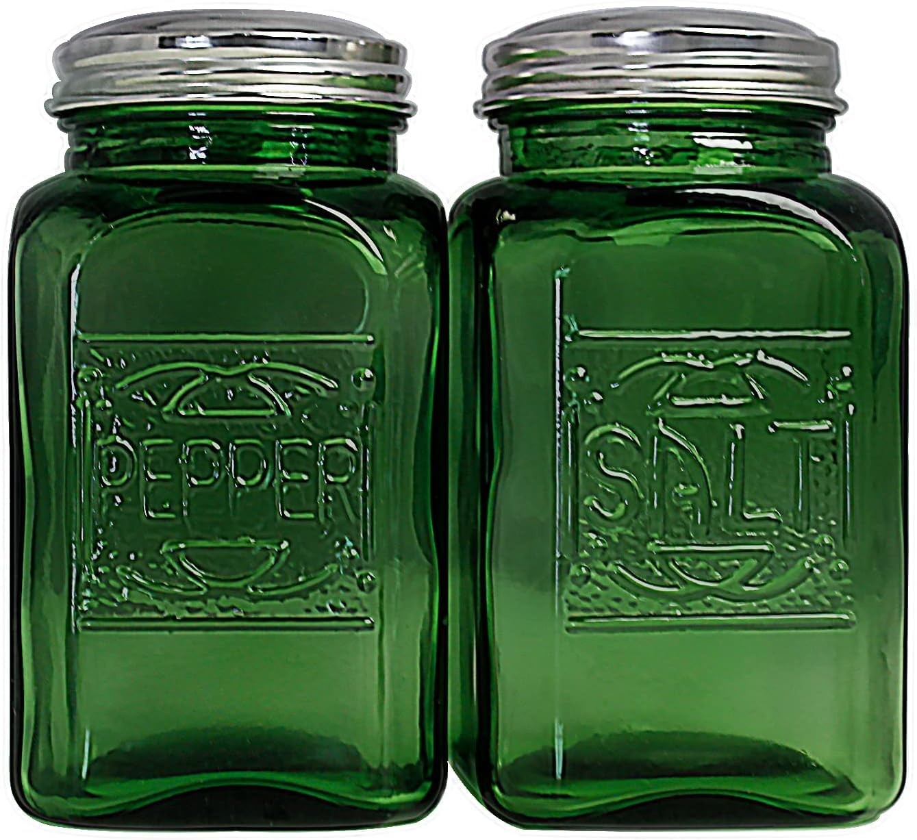 Vintage Salt and Pepper Shakers Green, Large