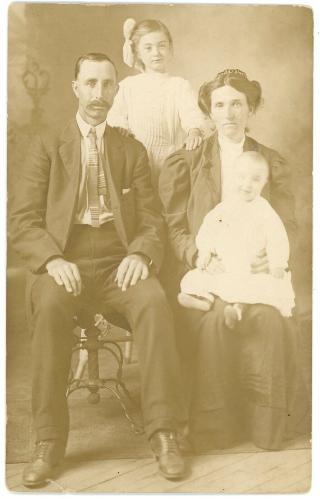 Griffin Family Portrait RPPC Real Photo Postcard c1910s Mother Baby Daughters Griffin Family Portrait RPPC Real Photo Postcard c1910s Mother Baby Daughters