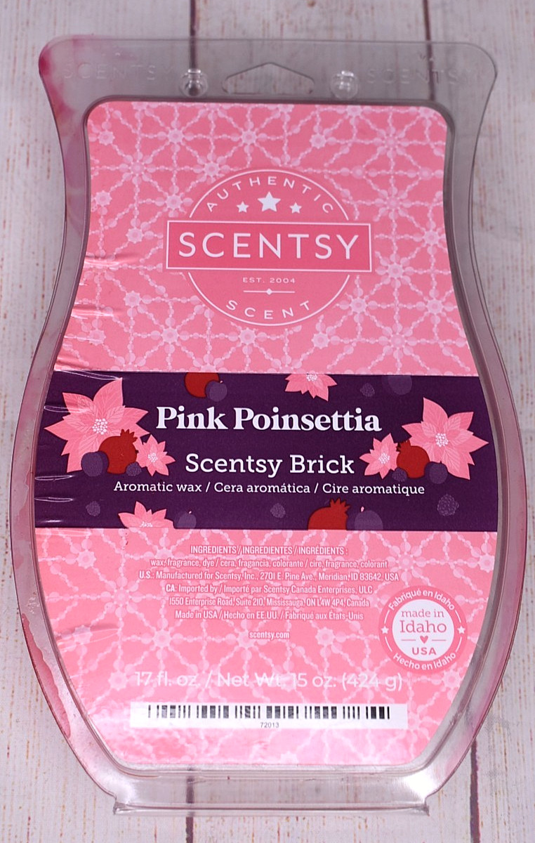 Scentsy Pink Poinsettia Scentsy Brick 15 Oz. *READ* Cracked & Leaked Wax NEW