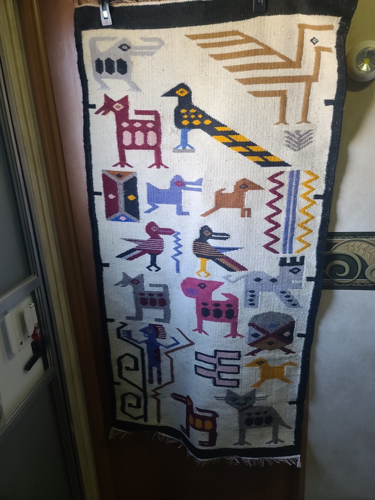 Vintage Beautiful Hand Woven Peruvian Wool Weaving Tapestry Kilim Rug Pictorial