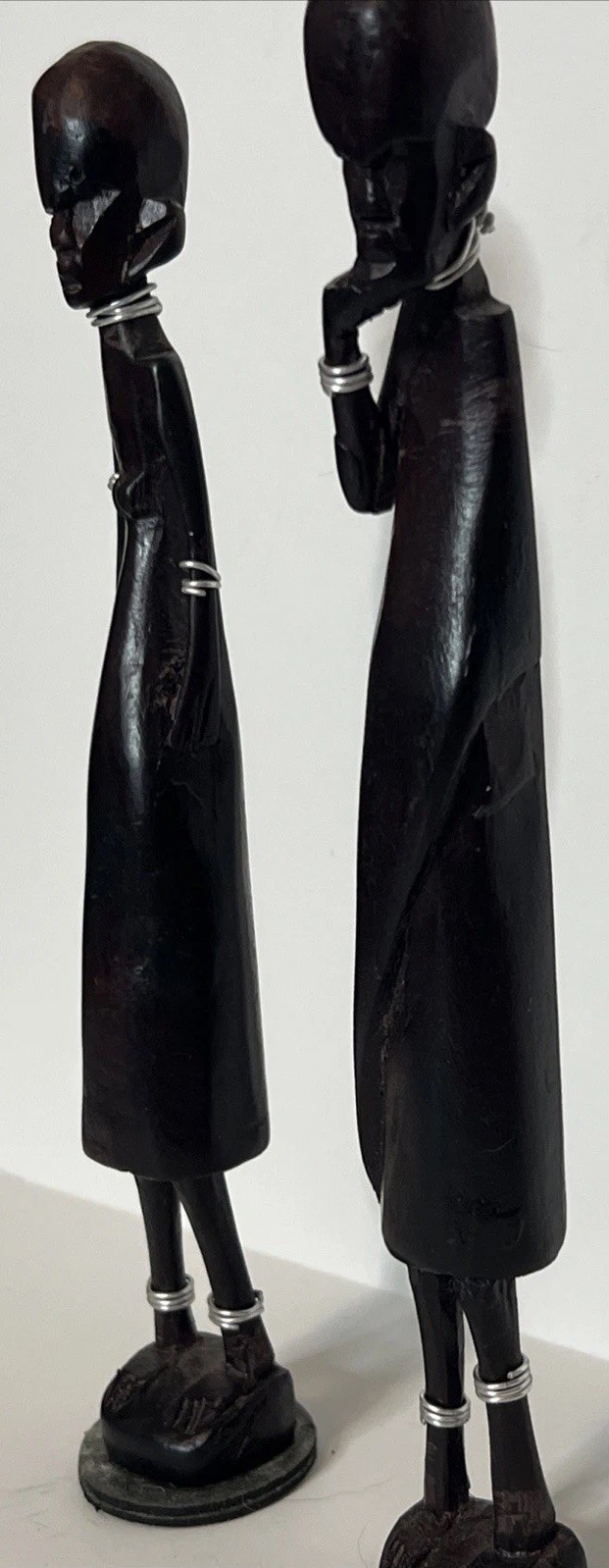 Vintage Hand-Carved African Ebony Wood Figurine Pair 8.5