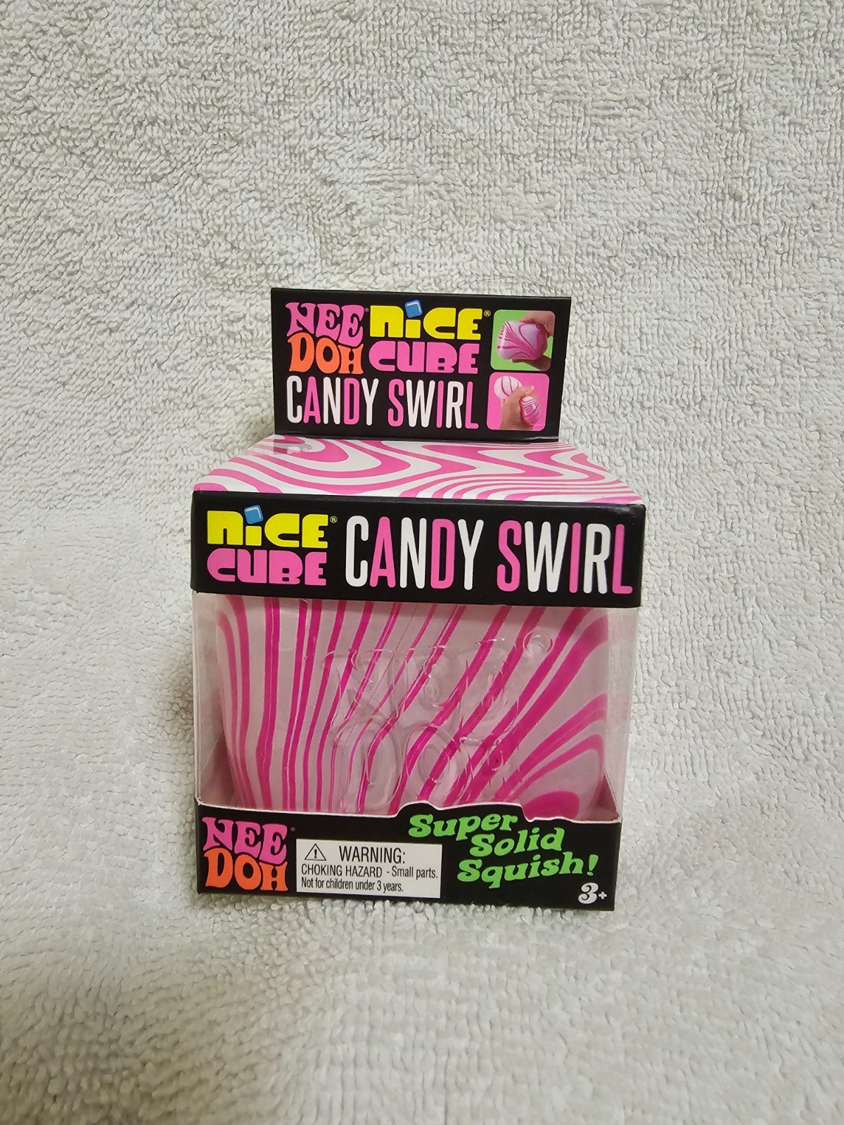 Authentic Schylling NeeDoh Nice Cube Candy Swirl Pink/White HTF 🔥 Authentic Schylling NeeDoh Nice Cube Candy Swirl Pink/White HTF 🔥