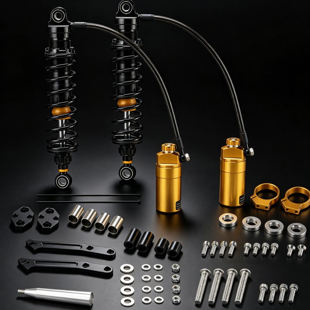 Upgraded Adjustable Remote Reservoir Rear Suspension Shocks For Harley Touring