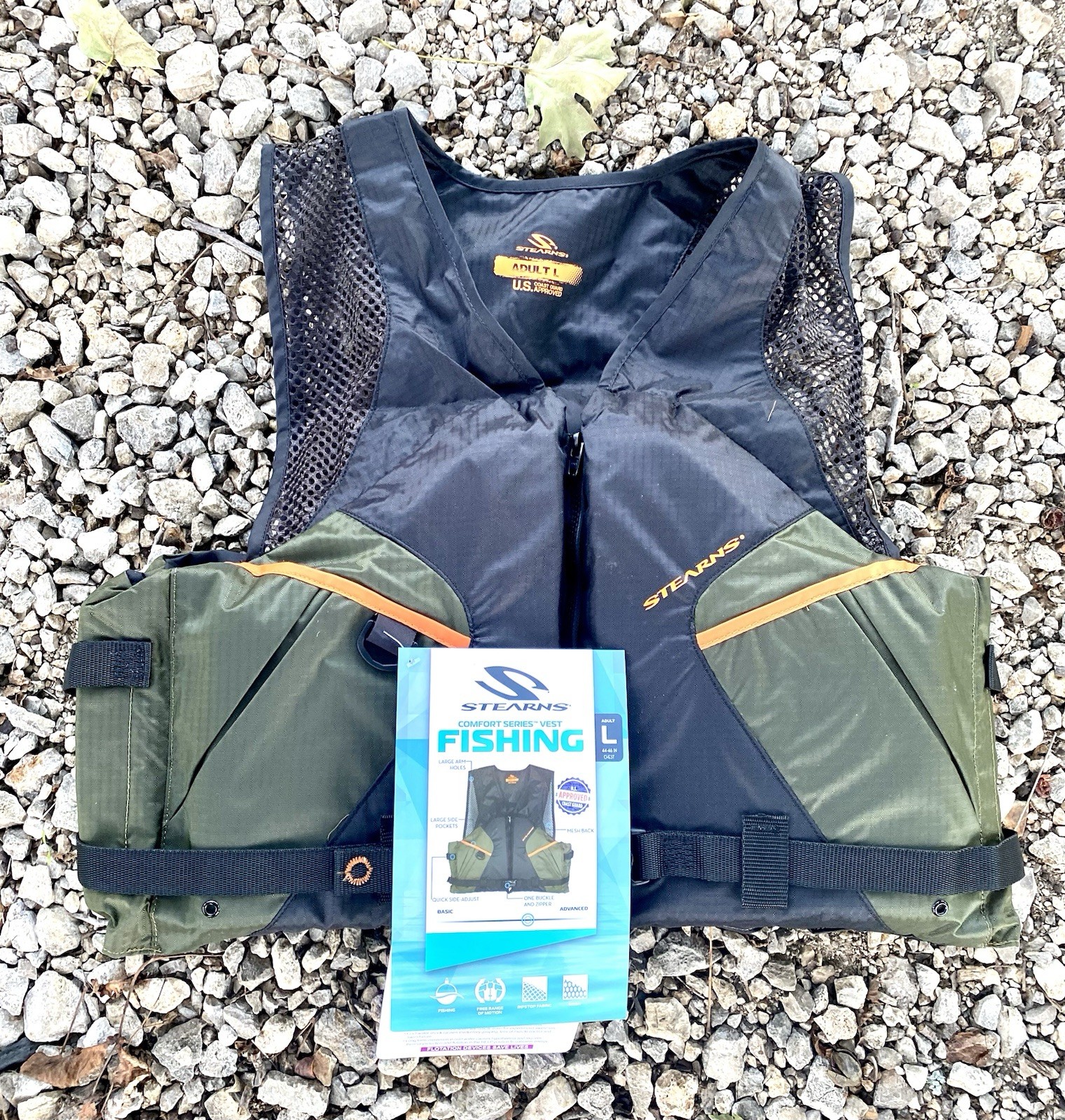NEW STEARNS Mesh Fishing Life Vest PFD Paddling Coast Guard Type III Adult Large