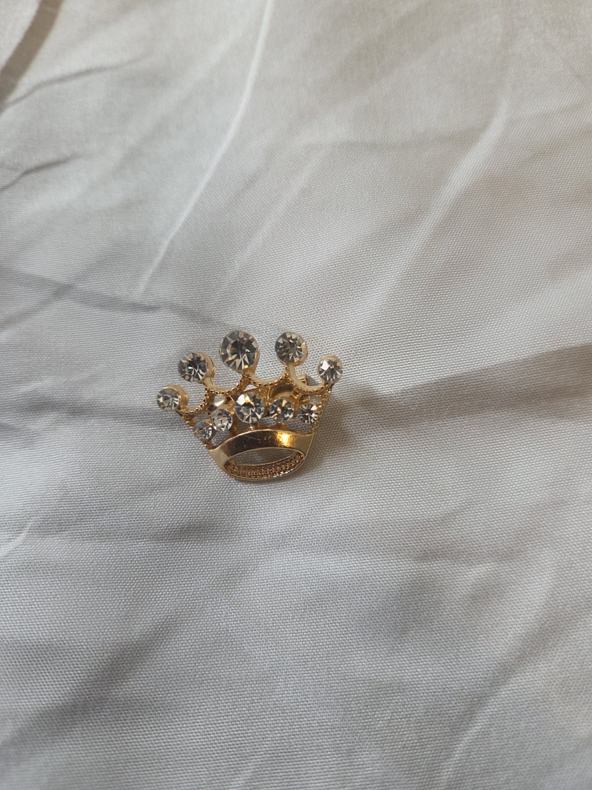 Vintage Rhinestone Crown Brooch | Gold-Tone Tiara Figural Pin | Costume Jewelry Vintage Rhinestone Crown Brooch | Gold-Tone Tiara Figural Pin | Costume Jewelry