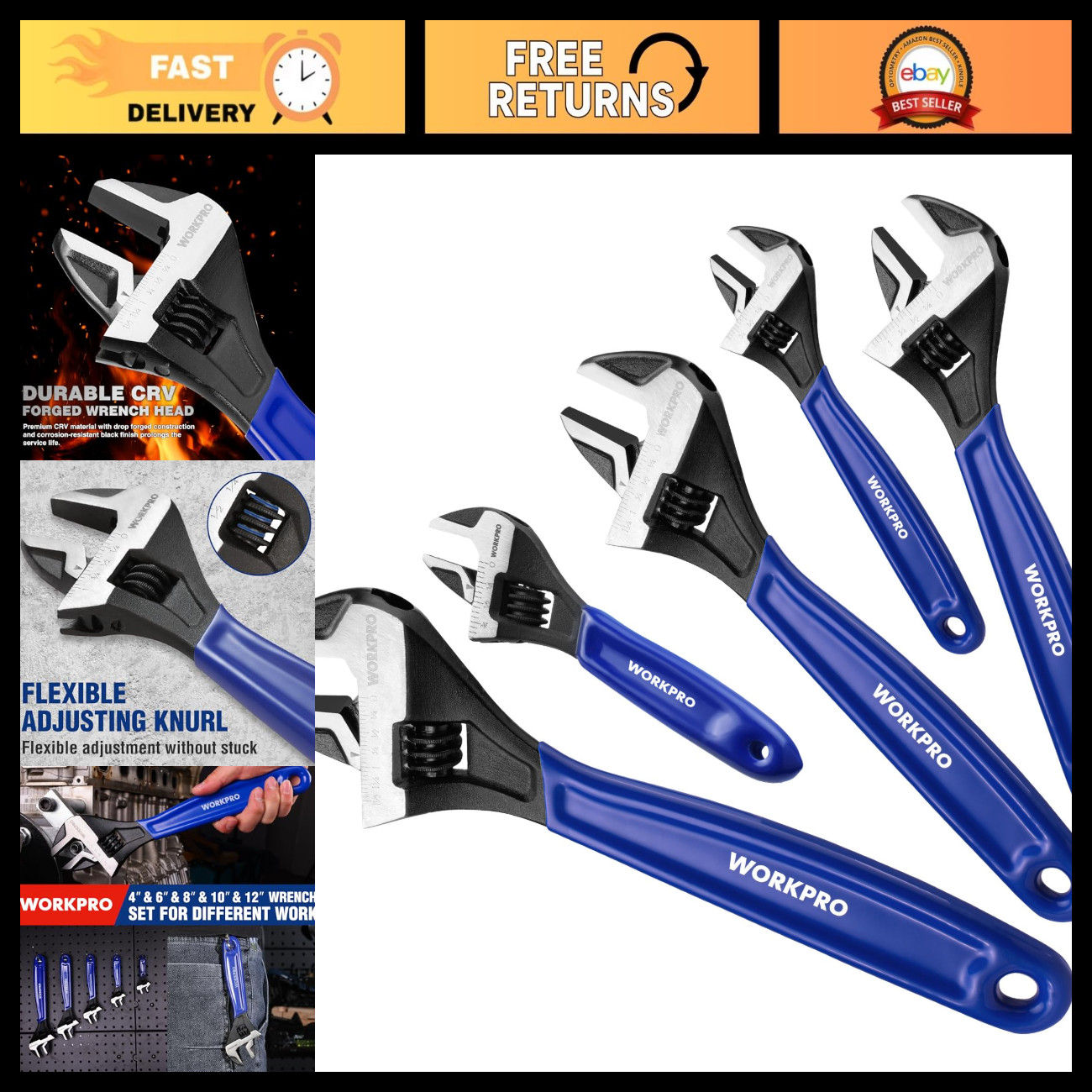 5 PCS Adjustable Wrench Set - 4\