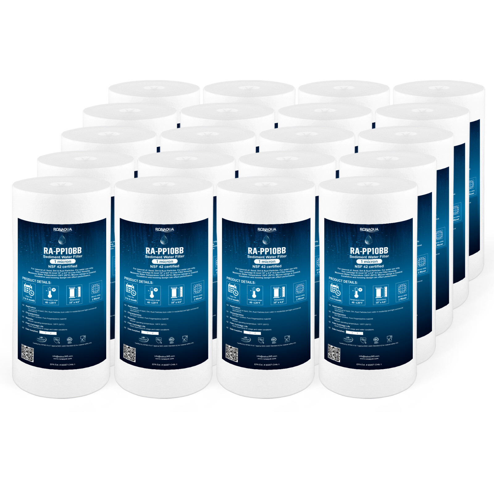 Big Blue Sediment Replacement Water Filters 20 PCS 1 Micron 10\ Big Blue Sediment Replacement Water Filters 20 PCS 1 Micron 10\